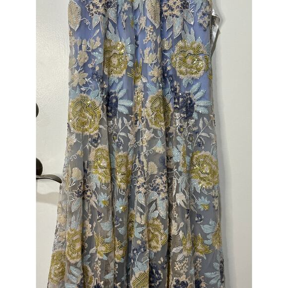 Dress The Population Samira Embellished Chiffon Gown Sky Multi Size Medium NWT - Picture 6 of 16